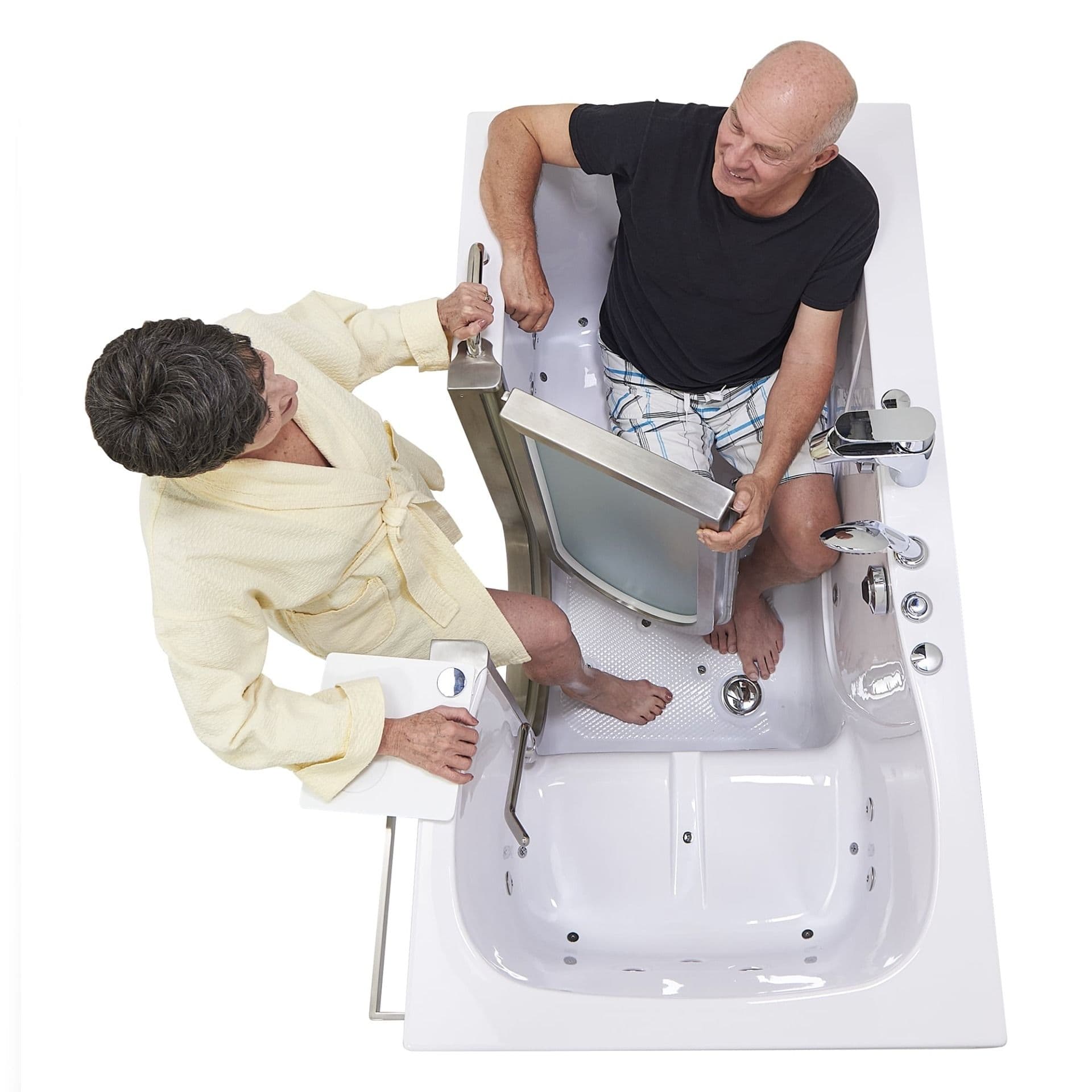 man and woman in tub